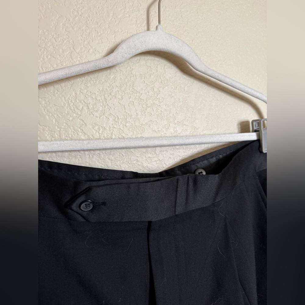 CHRISTIAN DIOR Dress Pants Pleated Cuffed Belt Loops Mens Size 38 Black Tuxedo - Picture 3 of 7